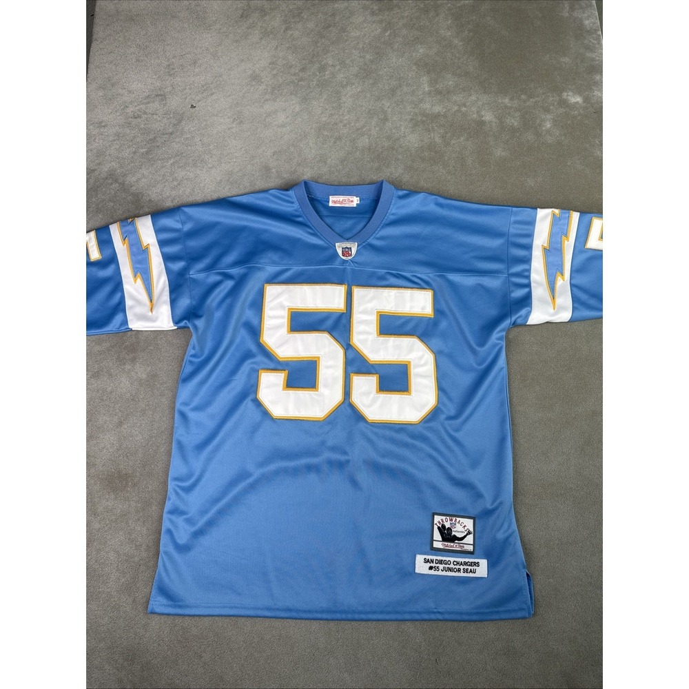 Vtg Junior Seau Football Jersey San Diego Chargers Mitchell & Ness Size 52